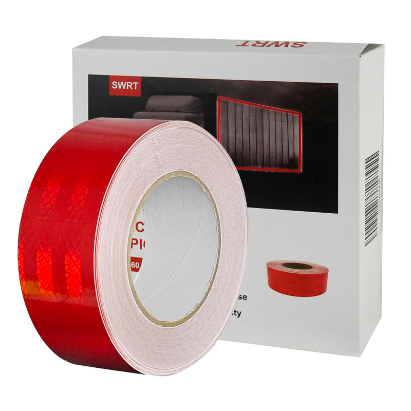 SWRT 2 Inch X 30 FT Reflective Tape Outdoor Waterproof DOT-C2 Fade Resistant Red Reflective Tape Strong Adhesive Safety Warning Tape Reflector Conspicuity Tape for Trailer Trucks Bikes 2IN x 30FT