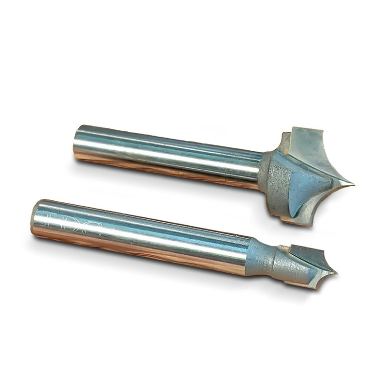 Edge Rounding Bit Set - 1/4" & 1/8" Radius Pointed Tip Round Over Bits with 2 Flutes, Tungsten Carbide Material, 1/4" Shank, 2" Length, Round-Over Cut, Router Bits