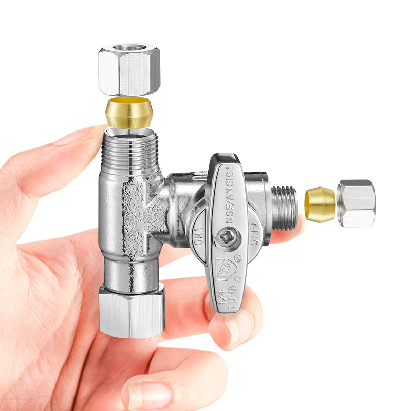 Fridge Water Line Kit Connector - Refrigerator Ice Maker Water Line Splitter, Also Available for Ice Maker Outlet Box, Drinking Water Faucet, Water Filtration System(1/4"-3/8"-3/8") 3/8x3/8x1/4