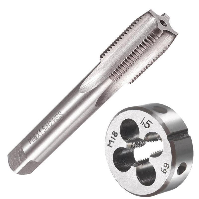 M18 X 1.5 Metric Tap and Die Set M18 X 1.5mm HSS Straight Fluted Machine Thread Right Hand Screw Tap and Round Threading Die m18*1.5