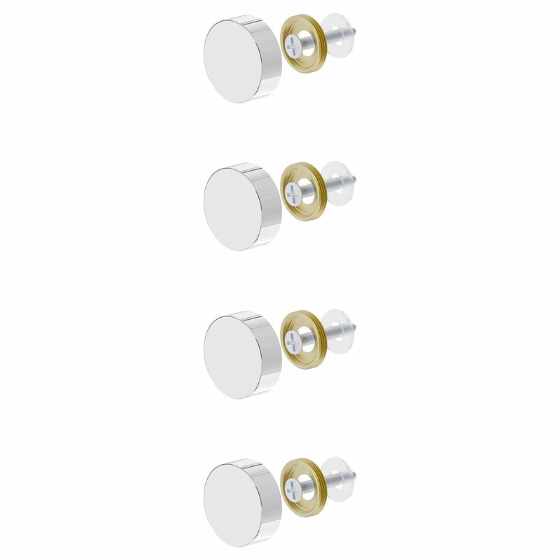 4 PCS 18mm(0.71") Mirror Screws, Brass Decorative Caps Cover Fasteners, Metal Mirror Nails, Polished Flat Silver Lid (Bright Silver)