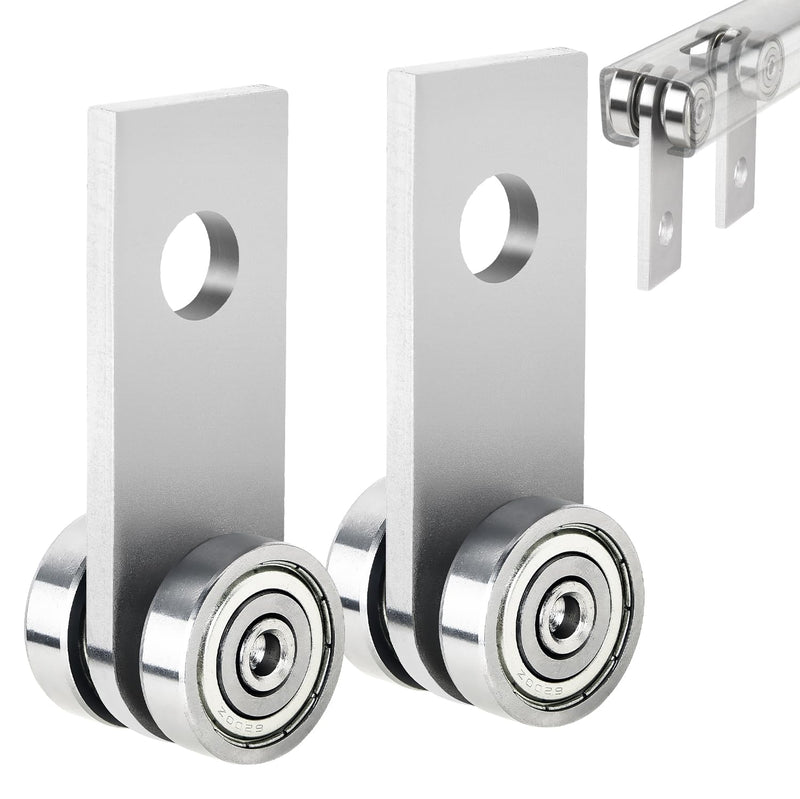 304 Stainless Steel 2-Wheel Trolley Assembly Rollers, 2 Bearings Strut Channel Trolley Hardware, Stable Strut Roller Trolley for 1-5/8" Wide and All 1-5/8" or Taller Strut Channel (Pack of 2) 2 Wheels Set 2