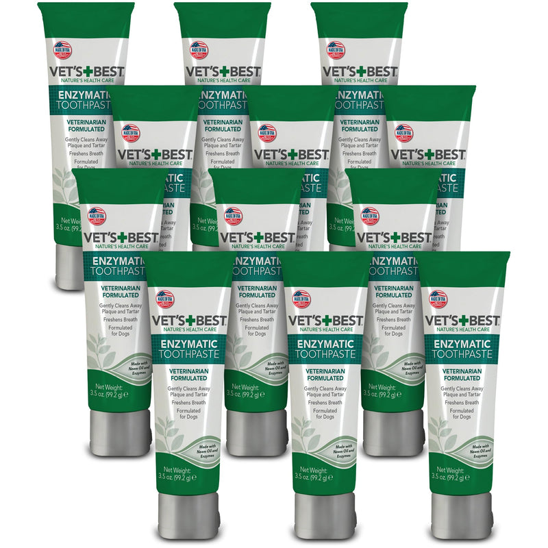 Vet's Best Enzymatic Dog Toothpaste - Teeth Cleaning and Fresh Breath Dental Care Gel - Vet Formulated - 3.5 oz Tubes (12 Pack) - NewNest Australia