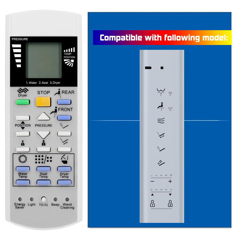 TOTO Replacement Remote Control for Washlet Bidet Toilet Seat SW3084#01, SW3084#12, SW3083#01, SW3083, SW3046#01, SW3046, S500E, S550E, SW3056#01 with Mounting Bracket