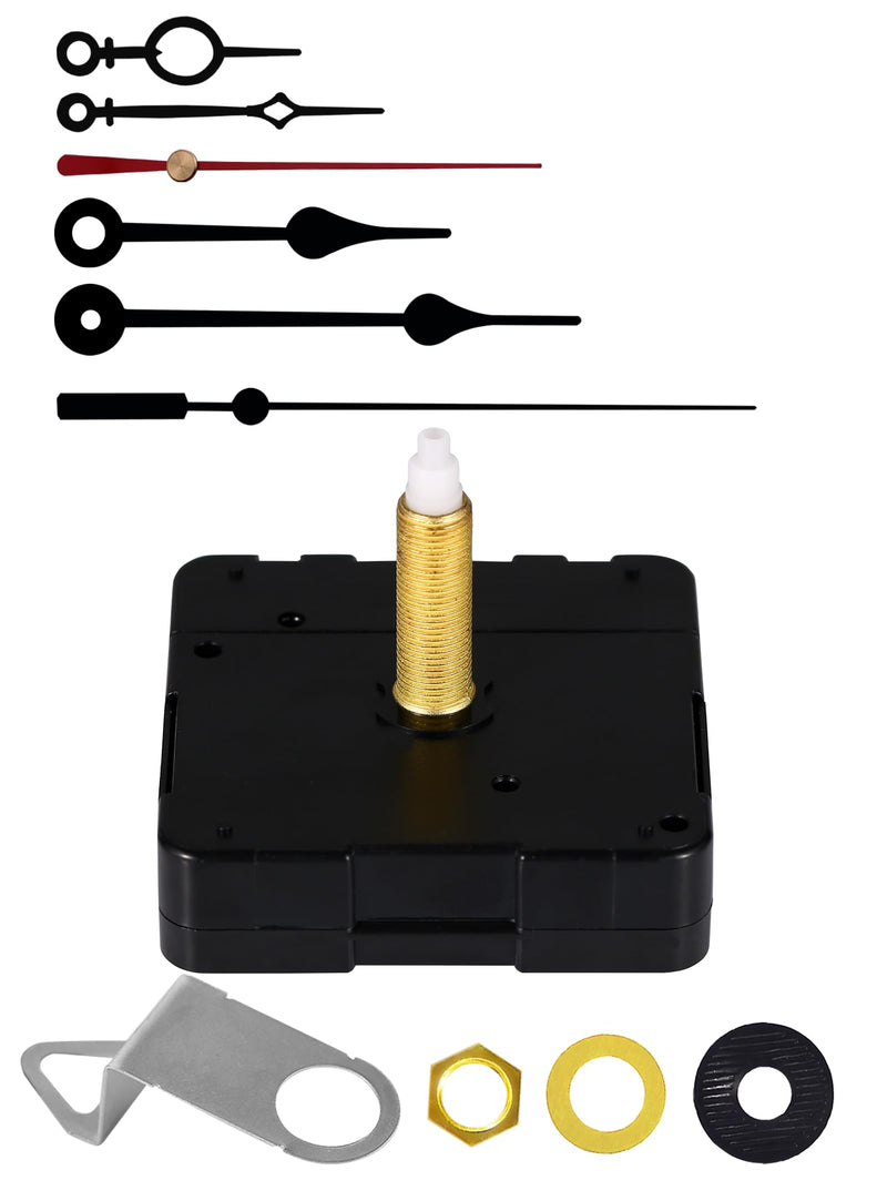 Quartz 32mm (1-1/4 inch) Long Shaft Clock Movement Mechanisms Motor Part Silent with Clock Hands - Perfect for Thick Panels! Upgrade Your DIY Clock Repair Kit Project (32mm Shaft, A+B Hands)