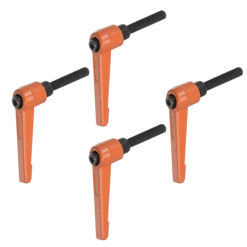 HARFINGTON 4pcs Adjustable Clamping Lever Handles M6 x 30mm Male Thread Bolt Knobs Rotating Screw Locking Quick Release Ratchet Push Button Handle, Orange