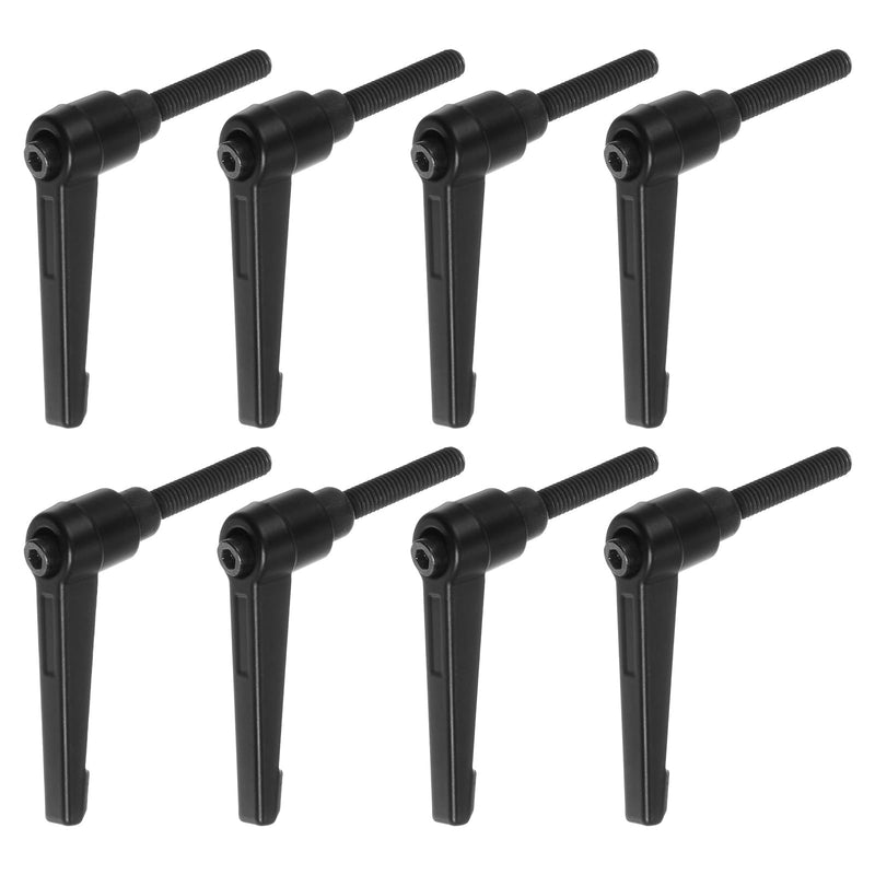 HARFINGTON 8pcs Adjustable Clamping Lever Handles M6 x 40mm Male Thread Bolt Knobs Rotating Screw Locking Quick Release Ratchet Push Button Handle, Black