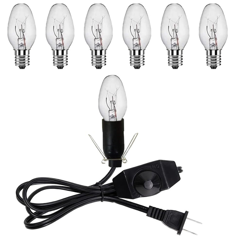 Himalayan Salt Lamp Cord Replacement with Dimmer Switch Christmas Bulb,Salt Lamp Cord 5 Feet Salt Lamps Cords with Base Assembly and E12 Halogen Salt Lamp Bulbs (Retro1) Retro1