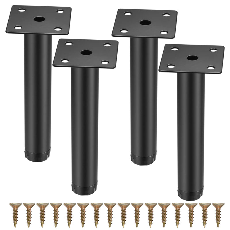 4 Pcs Furniture Legs, Metal Cabinet Legs, 6 inches/15 cm Adjustable Furniture Support Feet for Kitchen Shelves Sofa Table Chair Desk Cupboard Furniture Adjustable Legs Feet Foot 15cm/6"