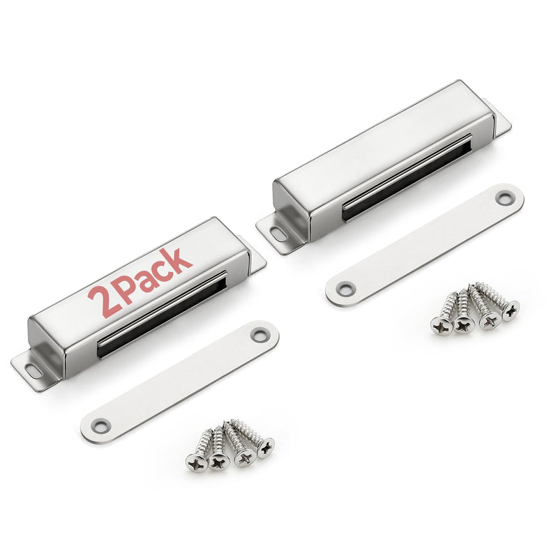 Ravinte Cabinet Door Magnets, 90lbs Strong Magnetic Door Catch, Heavy Duty Magnet Latch, Closet Door Magnetic Catch, Concealed Magnets for Cabinet Doors Cupboard Drawer Wardrobe Closet, 2 Pack Silver X-Large-90 lbs