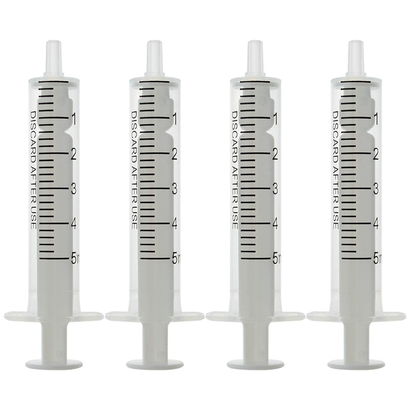SHAOTONG 5 ml Syringes, Luer Slip Syringe without Needle No Rubber Plunger, Reduce Mess, for Refilling, Measuring Liquids, Essential Oils, E-Liquids, Pet Feeding or Glue Applicator 5ML/CC 20