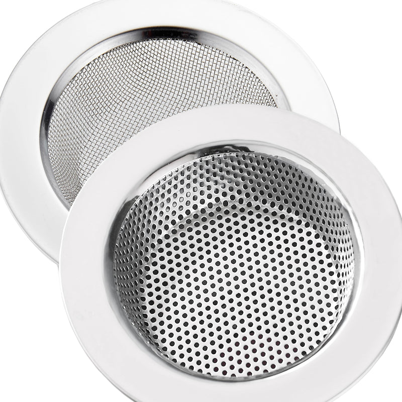 LASSHSWA 2 Pcs Kitchen Sink Strainer Stainless Steel, Mesh and Punching, Kitchen Sink Drain Strainer, Sink Strainers with Large Wide Rim 4.5" Diameter for Kitchen Sinks