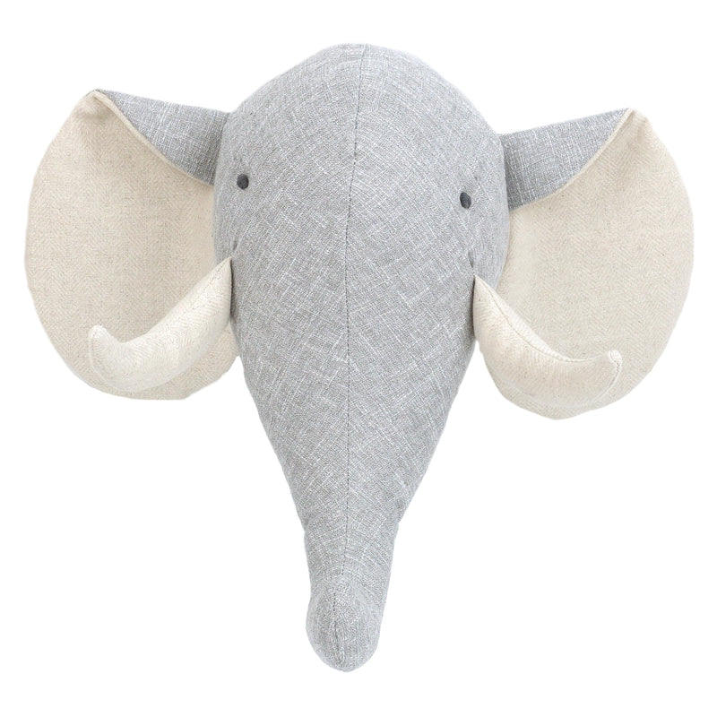 MON AMI Elephant Stuffed Head Wall Mount – 12”, Wall Hanging Décor, Stuffed Animal Head Wall Décor, Great Gift for Newborns, Kids, Boys, Girls