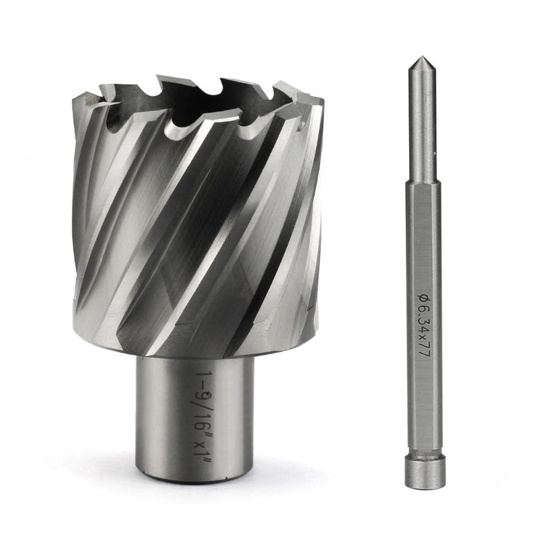 Annular Cutter JESTUOUS 1-9/16 Inch Cutting Diameter 3/4 Weldon Shank 1 Cutting Depth with Pilot Pin Slugger Bits HSS Kit for Magnetic Drill Press,1 Piece