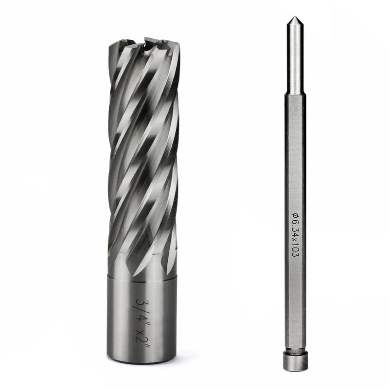 Annular Cutter 3/4 Inch Weldon Shank 3/4 Cutting Diameter 2 Cutting Depth Slugger Bits HSS Kit for Magnetic Drill Press