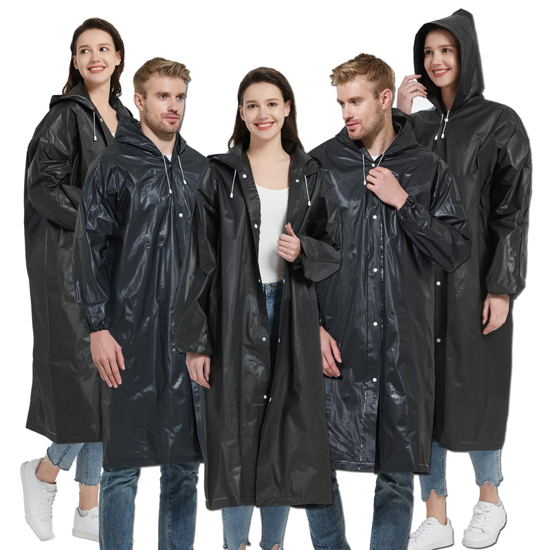 Rain Ponchos for Adults(2-5pcs),Lightweight Rain Coat,Raincoat for Women Men Raincoat One Size Black 5pcs