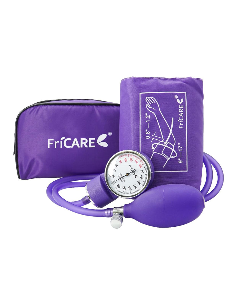 FriCARE Manual Blood Pressure Cuff Kit for Nursing Students - BP Cuff for Home Health Use - Sphygmomanometer for Medical School Essentials - Lifetime Calibration Support, Carrying Case, XL, Purple Roland Purple