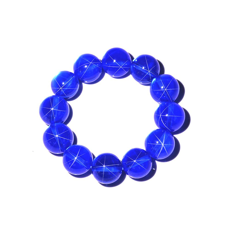 Lab Created Synthetic Corundum Round Ball Beads 33#Blue Stone Synthetic Star Sapphire Gem Passed Diamond Test Pen (8mm) 8mm