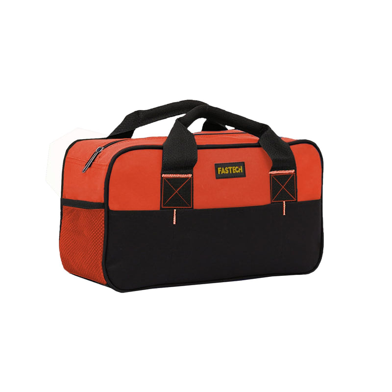 14 Inch Tool Bag, Small Wide Mouth Tool Tote Bag, Waterproof Tool Organizer Bag, Electricians Repairman Tools Tote Bag Double Fabric Storage Bag (Orange) Orange