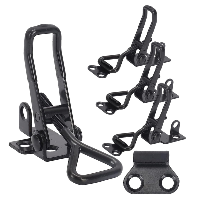 4Pack Toggle Latch Clamp 4003 Style, Heavy Duty Adjustable Toggle Clamp Latch 1320 Lbs Holding Capacity, Quick Release Hasp Clamps, Black Pull Tight Metal Latches for Smoker Door Tool Box Trunk Clamps Black-4pcs