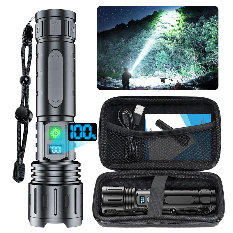 Flashlights 20000 High Lumens Rechargeable - 1500 Meters Long Beam Super Bright LED Flash Light with Power Display & IPX5 Waterproof for Camping, 20H Runtime,5 Modes,Zoomable Handheld Flashlight high lumen flashlight