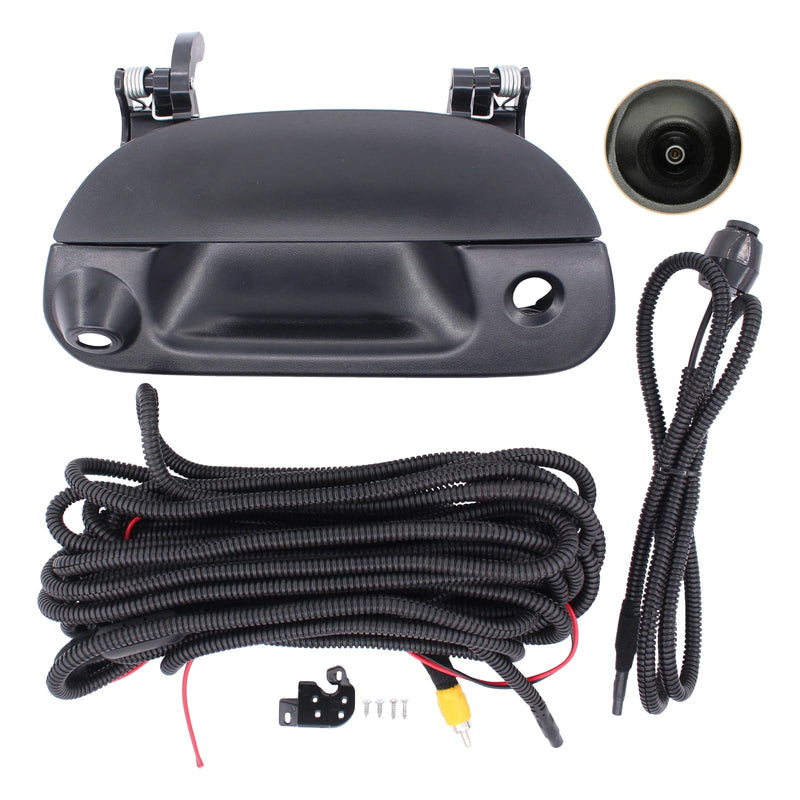 MOTOKU Tailgate Handle and Reverse Rear View Backup Camera with Extension Cable Wiring Harness Kit for Ford Explorer Sport Trac 2001-2005 F-150 1997-2003 F-250 F-350 F-450 F-550 Super Duty 1999-2007