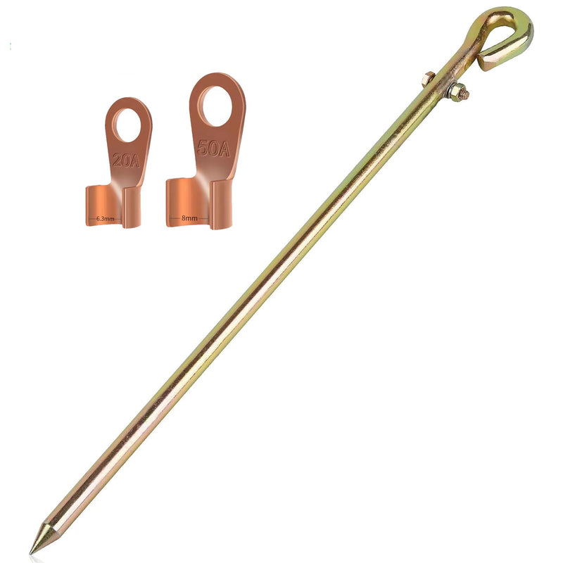 Minidodoca- Portable Ground Rod - Grounding Pin with Ground Wire Lug | Great for Electric Fences,Fenerator,Antennas,Satellite Dishes,Ground Post Pin,Tie out Stake (Portable) 1pc-Ground Rod