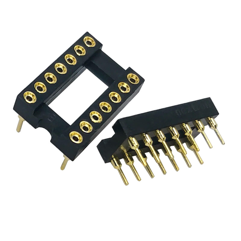 10PCS 14Pin DIP SIP Round IC Sockets Adaptor Solder Type Gold Plated Machined,for 14 DIP OP-AMP IC, MCU Straight Socket 14Pin IC Sockets