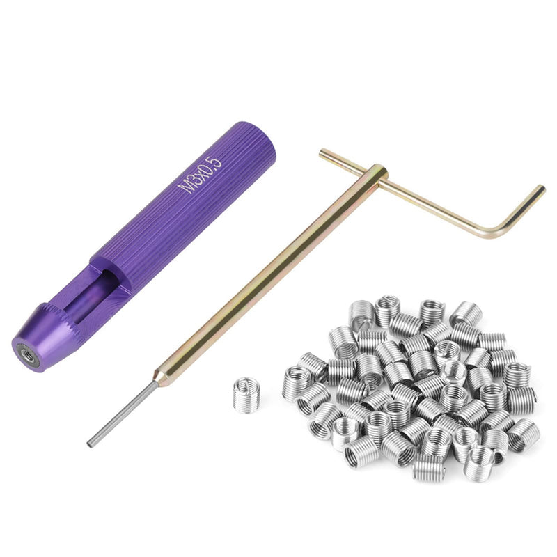 Thread Repair Kit, 50Pcs M3 Stainless Steel Coiled Wire Helicoil Screw Threaded Inserts Repair Sleeve Assortment Set