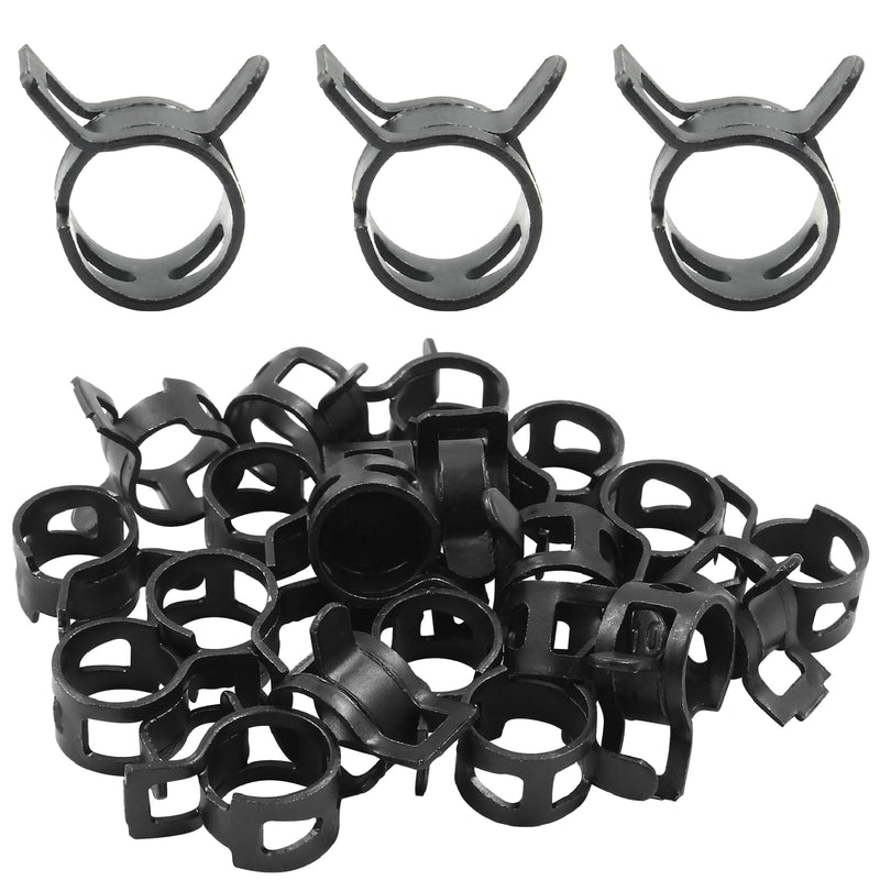 20 Pcs 3/8 Inch ID Spring Band Type Clamps, 10mm Fuel Hose Clamps Fasteners, Black Spring Hose Clip for Fuel Hose Line Water Pipe Air Tube Hose 20pcs - Black