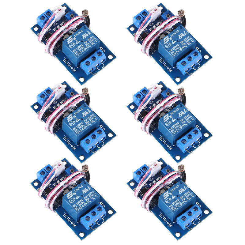 Alinan 6pcs XH-M131 DC 5V 10A Photoresistor Relay Module, Light Control Switch Photoresistor Relay Module Detection Sensor Automatic Light Control Switch with Cable