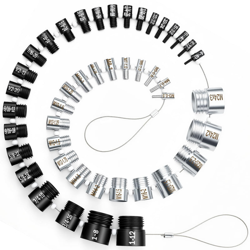 Nut and Bolt Thread Checker, Bolt Size Finder, 45 Male/Female Thread Gauges (24 Inch & 21 Metric) Thread Checker Standard and Metric, Bolts and Nut Identifier Gauge 45 Gauges (24 Inch & 21 Metric)