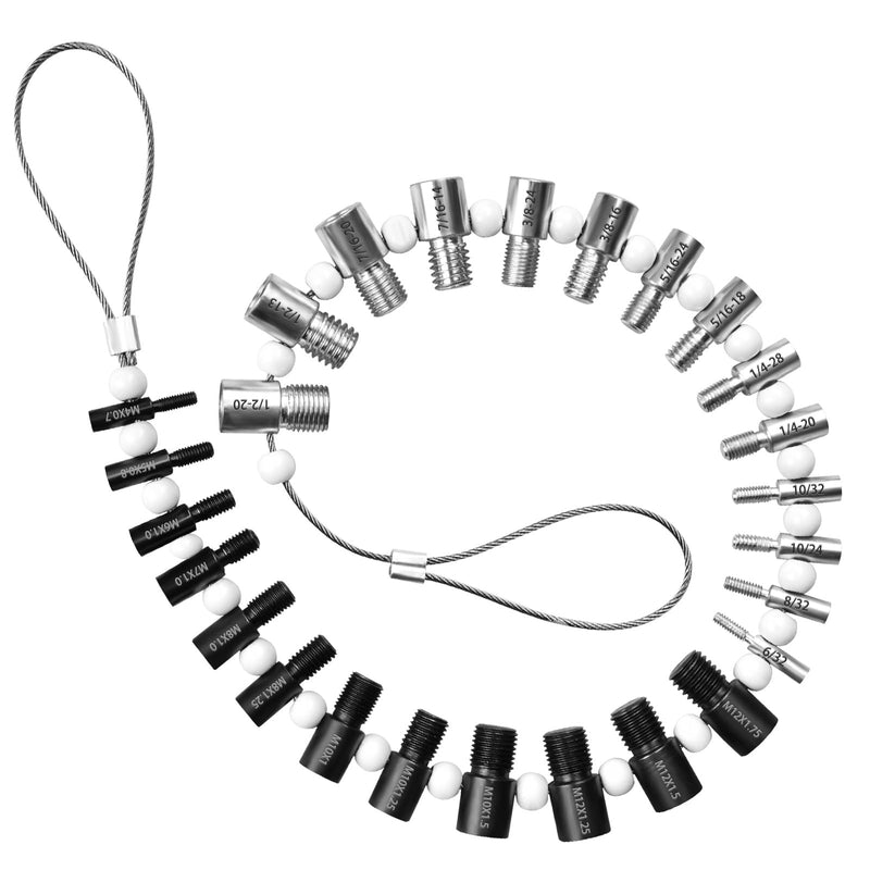 Nut and Bolt Thread Checker, Bolt Size Finder, 26 Male/Female Thread Gauges (14 Inch & 12 Metric) Thread Checker Standard and Metric, Bolt and Nut Identifier Gauge 26 Gauges - 14 Inch & 12 Metric