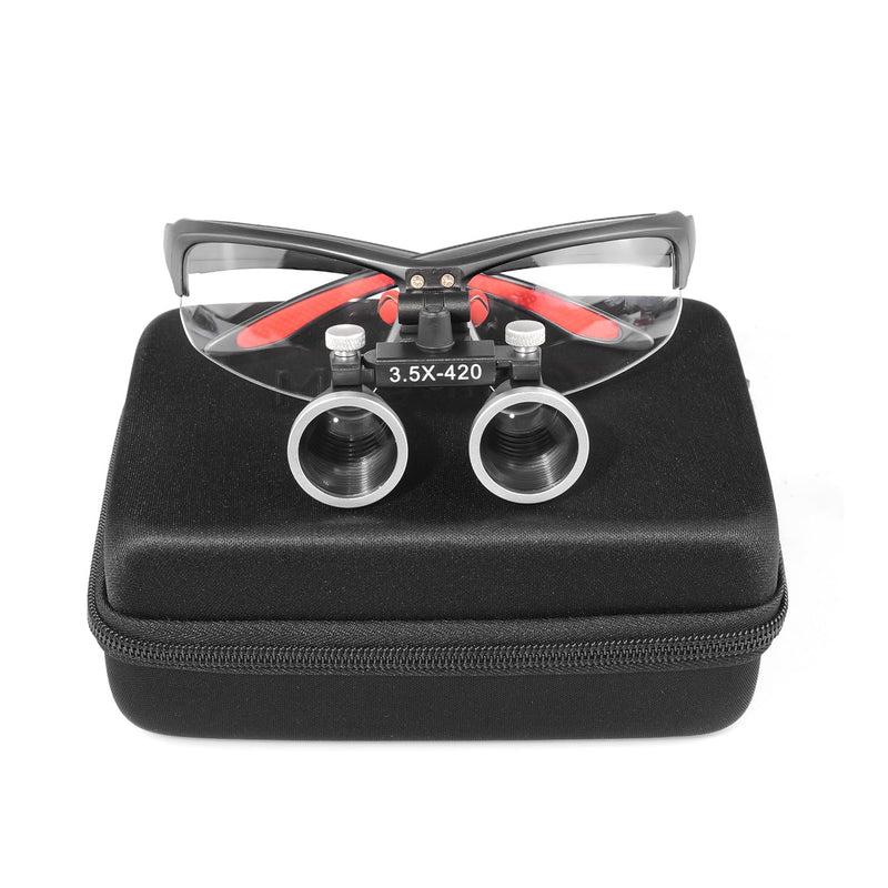 3.5x420 MM Angle Adjustable Binocular Loupes Magnifier Glasses Lab Magnification loupes with Black Cloth Case (Black)