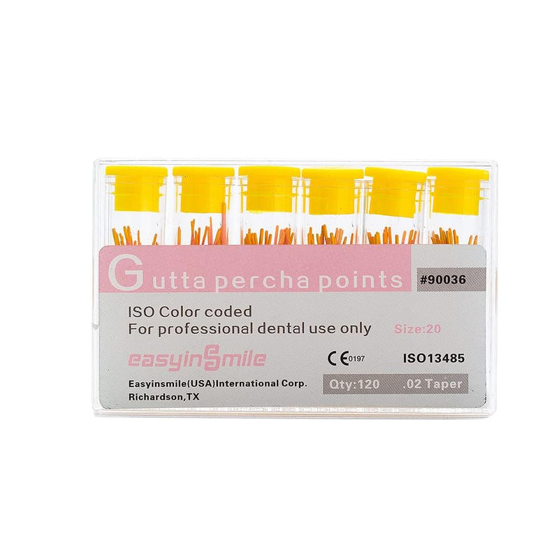 Dental Gutta Percha Points .02/ .04/.06 Taper Assorted for Endo Endodontics Root Canal (.02 Taper, 20) .02 Taper #20