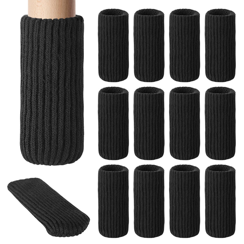 48 PCs Furniture Leg Socks - High Elastic Knitted Chair Leg Floor Protectors, Black Thickening Chair Leg Covers Set, Move Easily and Reduce Noise 48pcs