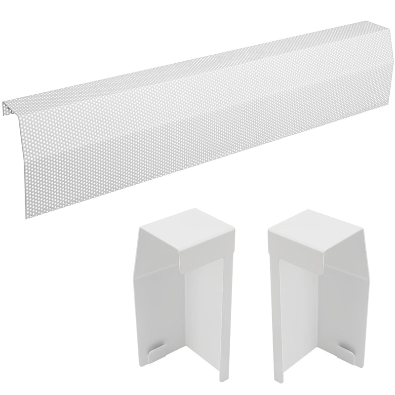 3ft Steel Easy Slip-On Baseboard Heater Cover with End Caps for Bathroom & Hydronic System for Replacing Old Cover, White 3ft （With End Caps）