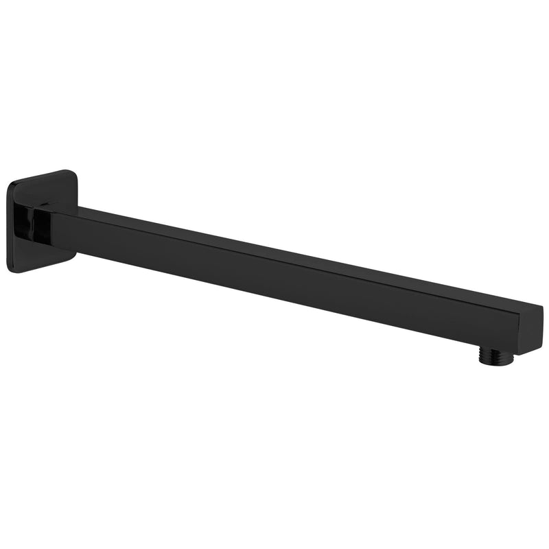 Voolan 20" Square Shower Arm with Flange and Teflon Tape, Extension Shower Head Arm for Bathroom Fixed Shower Head, Solid Stainless Steel, Wall Mounted (Matte Black) Matte Black 20 Inch