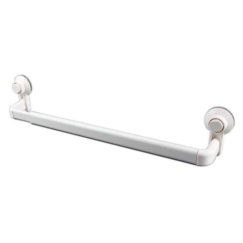 Wall Towel Bar, Modern Retractable Suction Mounted Holder for Bathroom Kitchen ABS White Adjustable 20.5 to 32.3 Inch No Drill Single Bar 1 Pack