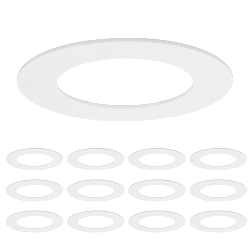 Maxxima 12 Pack 4 in. Goof Rings for Recessed Lights, Can or Canless Lighting Round Downlight Trim Ring, Outer Diameter 6.7” Inner Diameter 4.25”, Durable Plastic Design, White Extended Trim 4 Inch