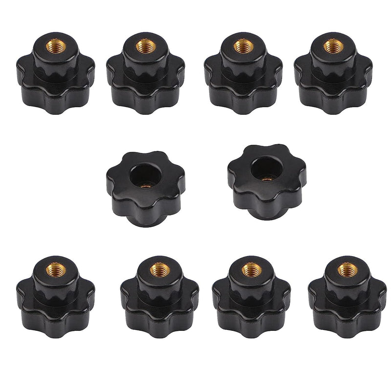 M5 Star Through Hole Knob Female Thread Nut Clamping Knob Grip Assortment Kit,M5x25 for Mechanical Equipment Star Shape Hand Knobs Black Plastic Screw-On Handle Clamping Knob 10pcs M5x25