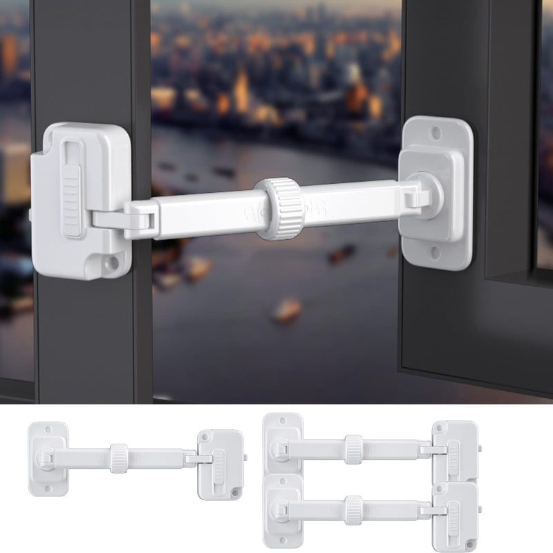 CMINGJ（3 Pack） Child Proof Window Restrictor, Adjustable Baby Safety Window Lock, Window Safety Locks for Toddlers & Pets, Easy to Install Suitable for Door, Washing Machine, Cat Door (White) 3 pack