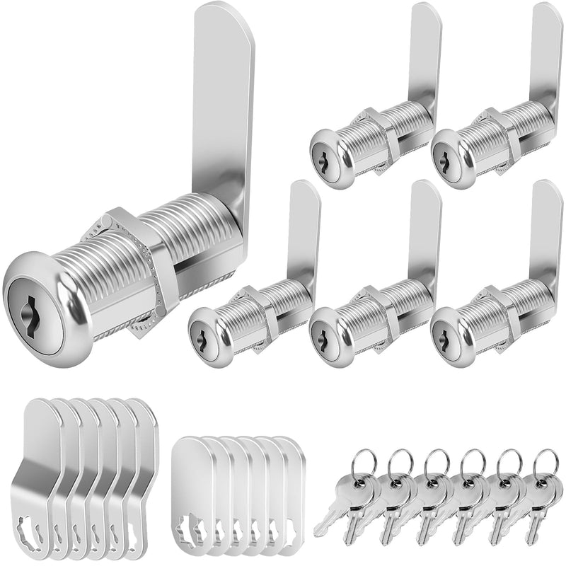 Cabinet Locks with Keys, 1-1/2" Long Cam Locks Keyed Alike, Cabinet Cam Lock Set for Cabinets RV Storage Locks Tool Box Lock Thick Drawer, Zinc Alloy (6 Pack, 1-1/2 Inch) 6 Pack