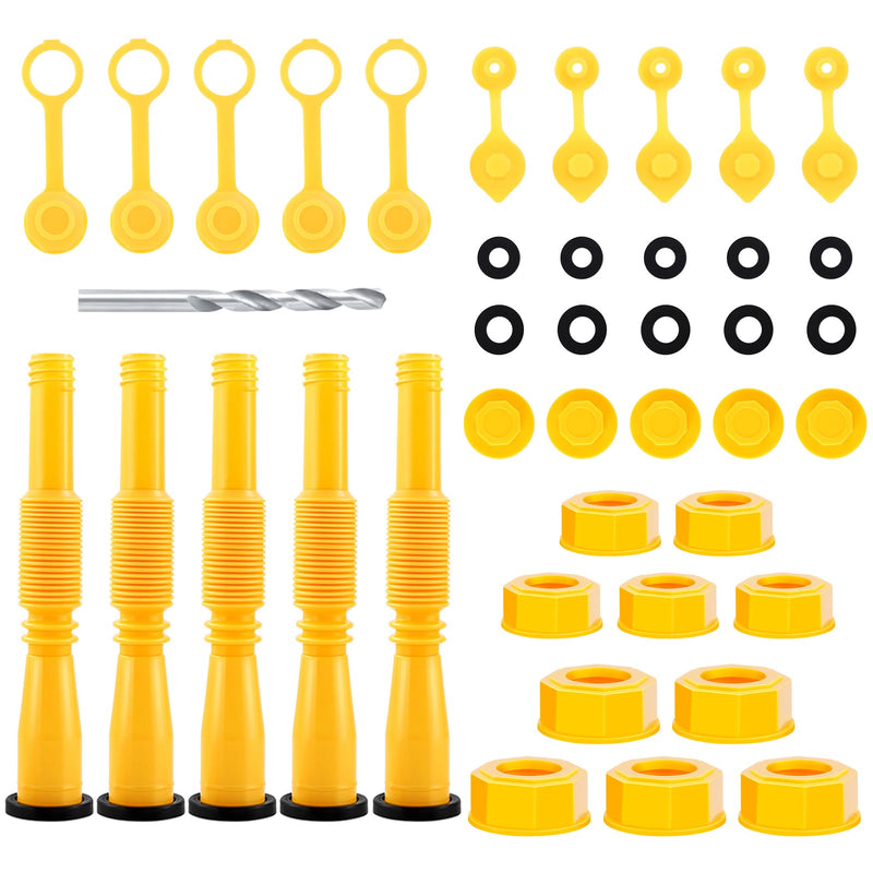 Gas Can Spout Replacement, Upgrade Gas Can Nozzle 5 Kit, Extendable Length up to 11.7", Flexible Pour Nozzle Suitable for Most 1/2/5/10 Gal Oil Cans, Gas Spout Replacement, Fuel Can Spout 5 Pack Extendable