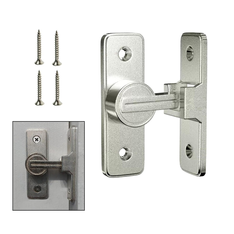 Barn Door Lock Hardware, 90 Degree Heavy Duty Gate Latches Flip Latch Safety Door Bolt Latch Lock, Barn Sliding Door Latch Lock Suitable for Garden, Bathroom, Outdoor, Garage, Window(Nickel) Nickel