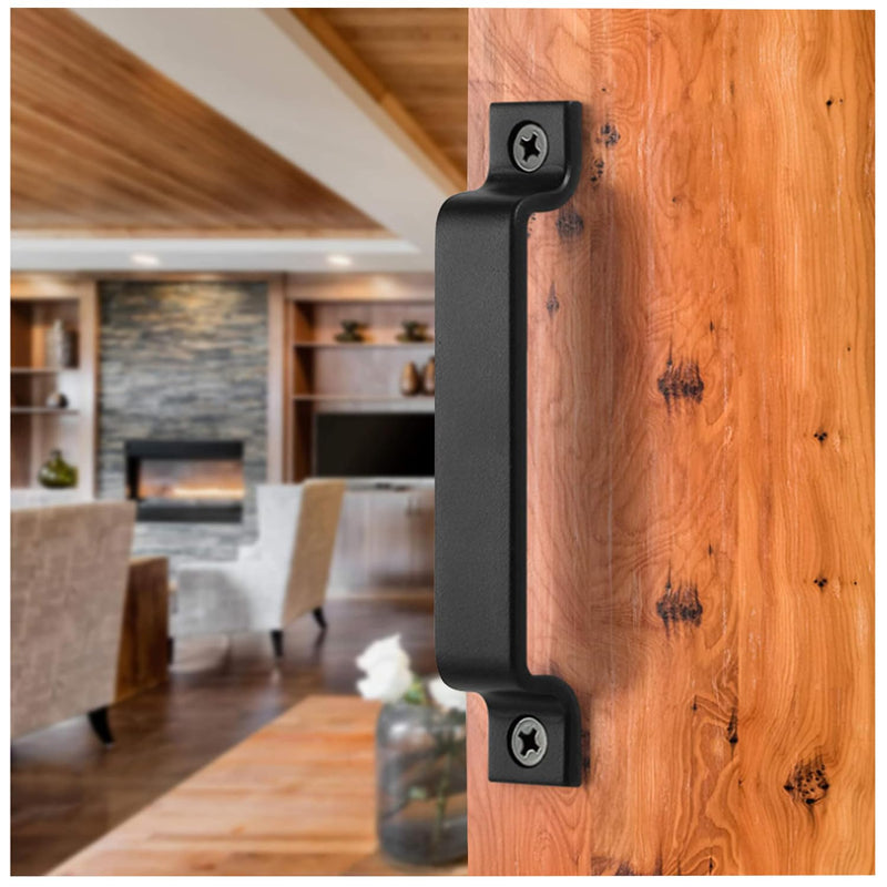 Barn Door Handles - Gate Pulls for Wooden Fences Shed Garage Sliding Door - Pull Handle Rustic Farmhouse Industrial Style - Outdoor Indoor Exterior and Interior Pulls - Black 2pcs (6.42 inch(2pcs)) Black-6.42 Inch(2pcs)