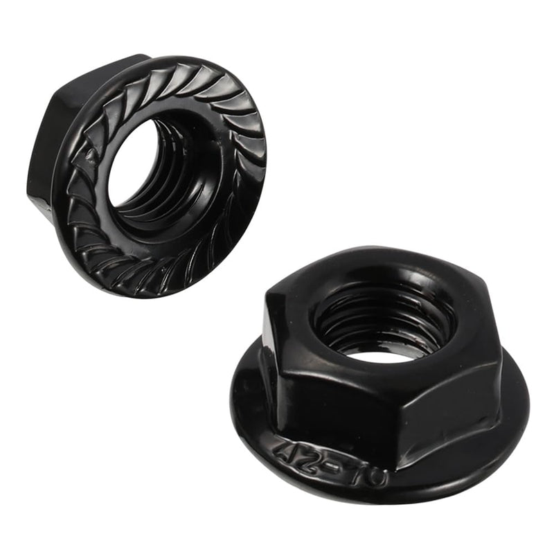 M5-0.8 Serrated Flange Hex Nuts Flanged Locknuts, 304 Stainless Steel 18-8, Black Finish, 50 PCS M5-0.8