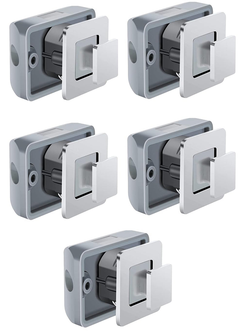 5PCS Cabinet Latch Lock Keyless Push Button Drawer Knob for RV Camper Yacht Boat Motorhome Chrome