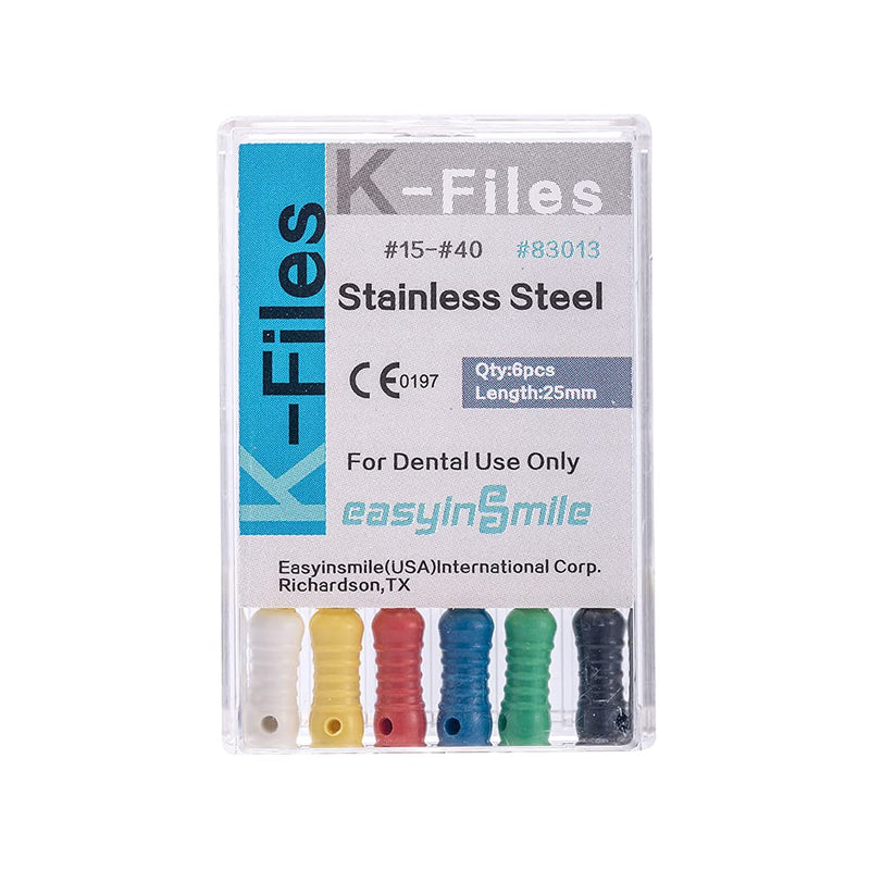 K Files Dental 25MM Root Canal Cleaner Hand Use Files 6PCS for Endodontic Treatment (#15-40) #15-40