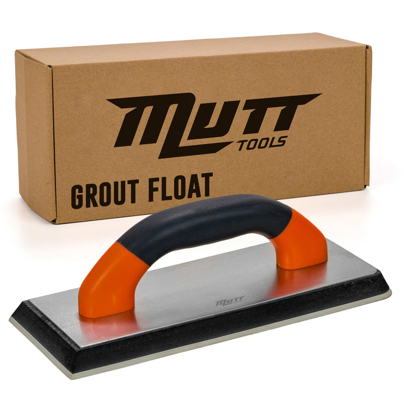 Mutt Tools Rubber Grout Float – 9.5” x 4 Inch Grout Float for Tile with Ergonomic Handle and Non-Stick Gum Rubber – Used for Masonry and Tile Installation